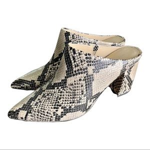 Sz 9 Marc Fisher Snake Print Mules with Chunky Heel
